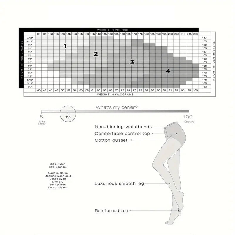 Women's 20 Denier Tights Set 4 Pairs