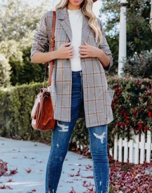 Contemporary Plaid Blazer