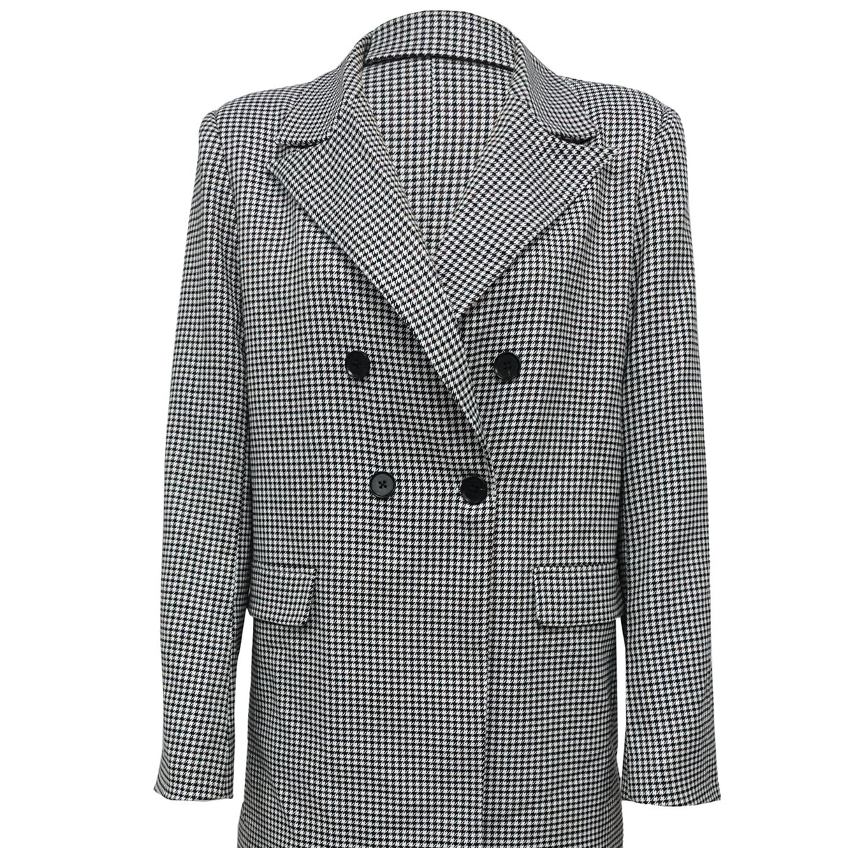Ladies' Lapel Double Breasted Checkered Suit Jacket