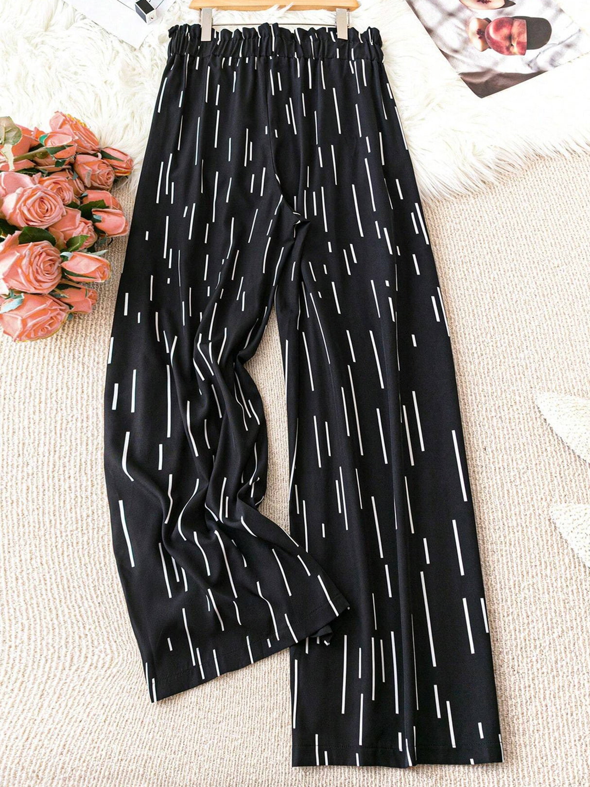 Atelier Linear Print Palazzo Pants