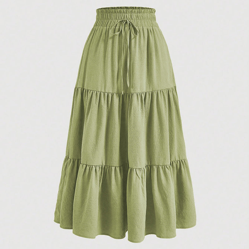 Elegant Tie-Waist Pleated Skirt