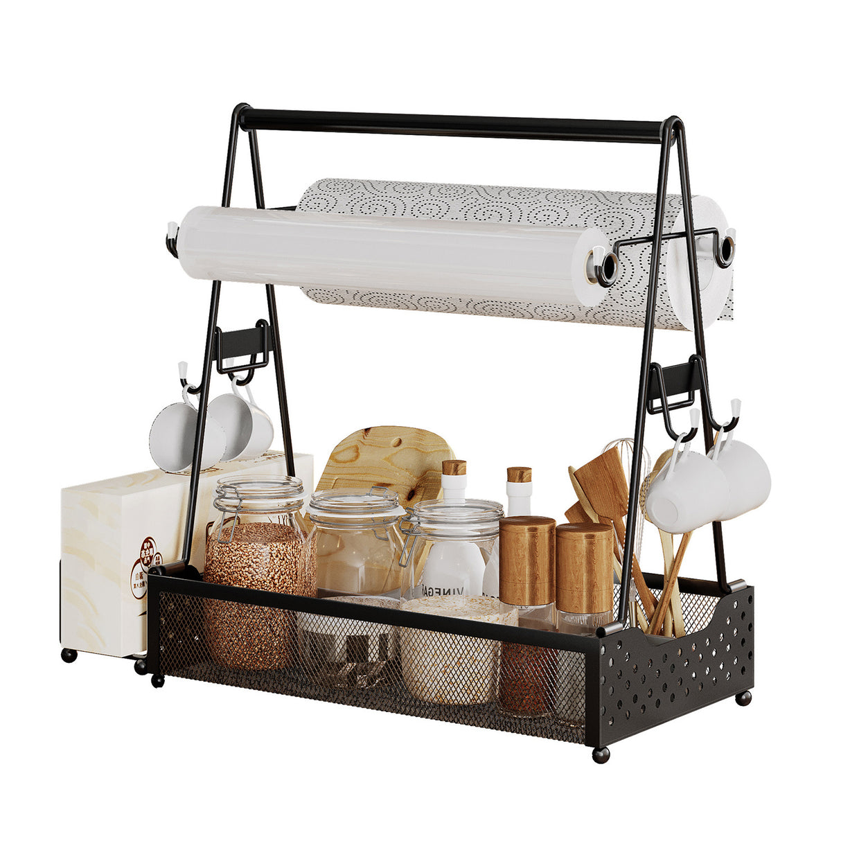 GrillMate Pro Organizer – Heavy-Duty BBQ Caddy with Paper Towel Holders