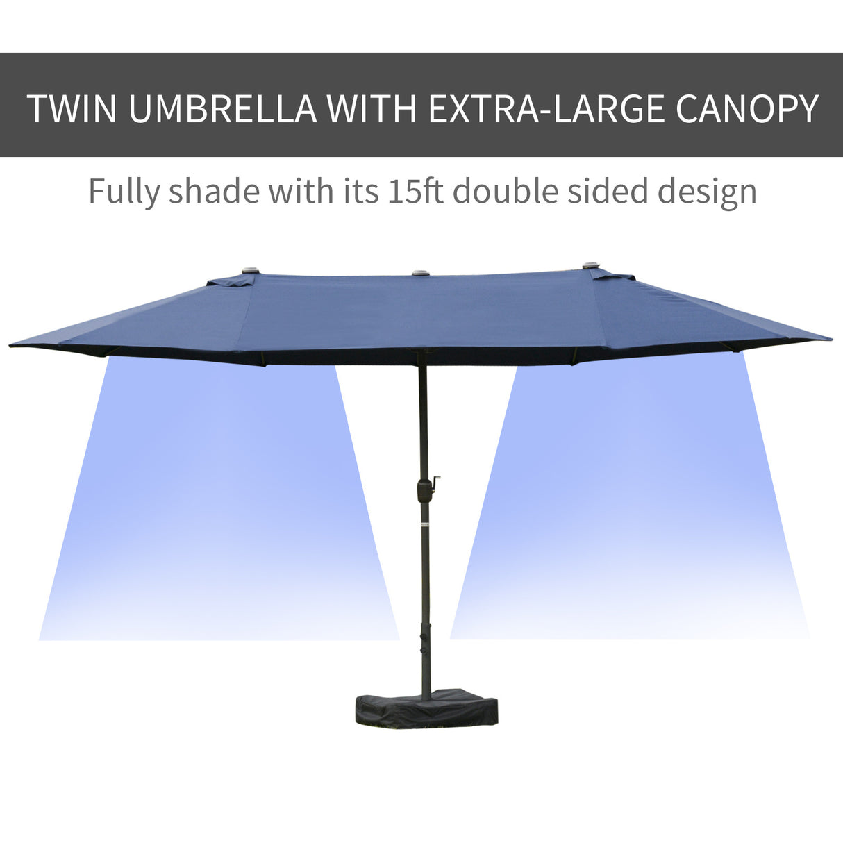 SolaceSpan Duo Umbrella – 15ft Steel Canopy in Deep Blue