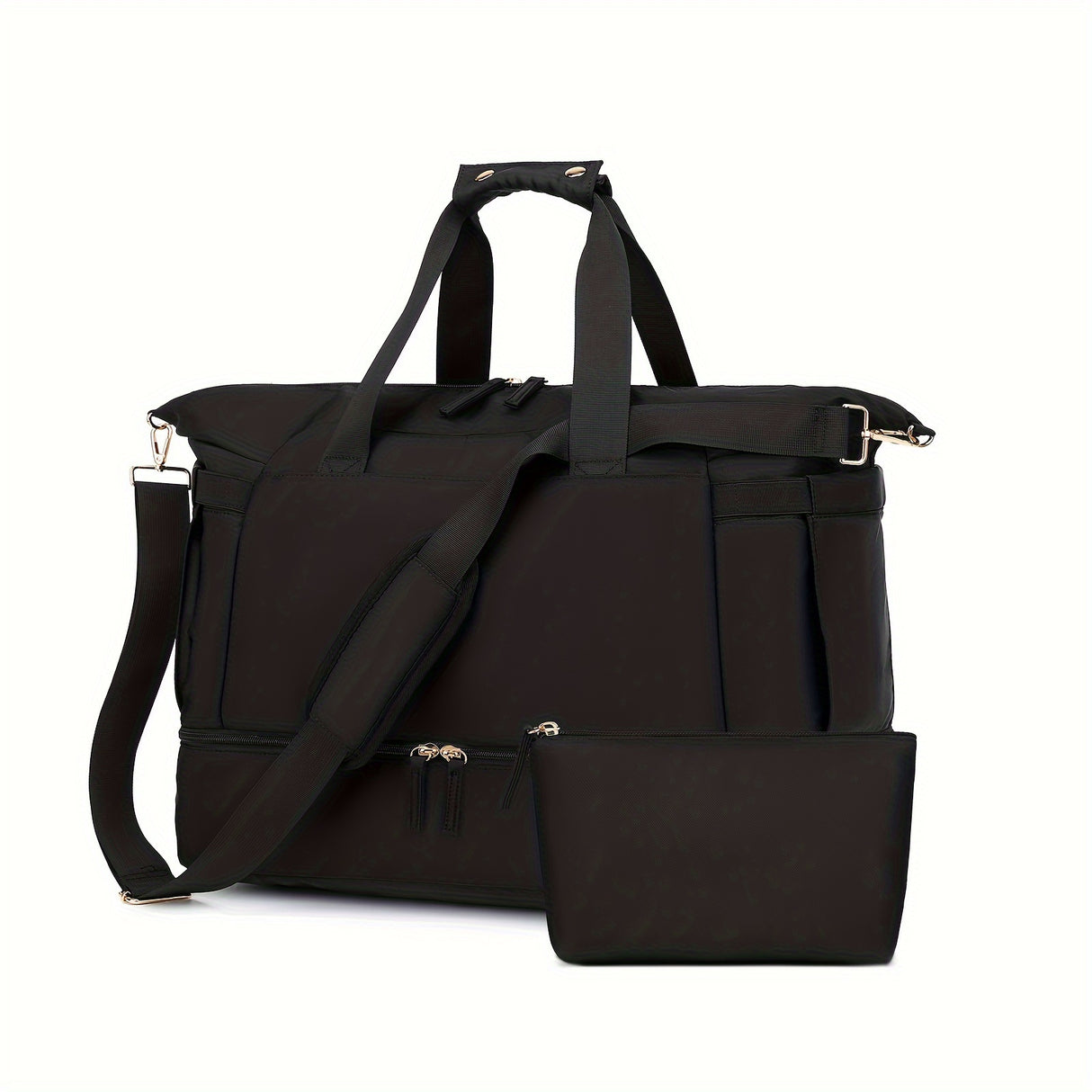 Women's Nylon Duffel – Multi-Compartment Weekender with Matching Essentials Pouch