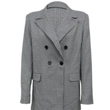 Ladies' Lapel Double Breasted Checkered Suit Jacket