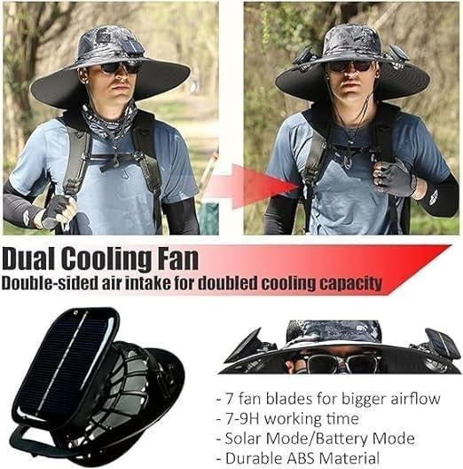 Dual-Power Cooling Hat – UV-Protective Fishing & Outdoor Sun Cap with Built-In Fan (2025 Edition)