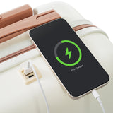 4-Piece Expandable Travel Set – ABS Hardshell Luggage with USB Port, Spinner Wheels & Travel Bag (Beige)