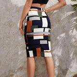 Abstract Print Bodycon Skirt