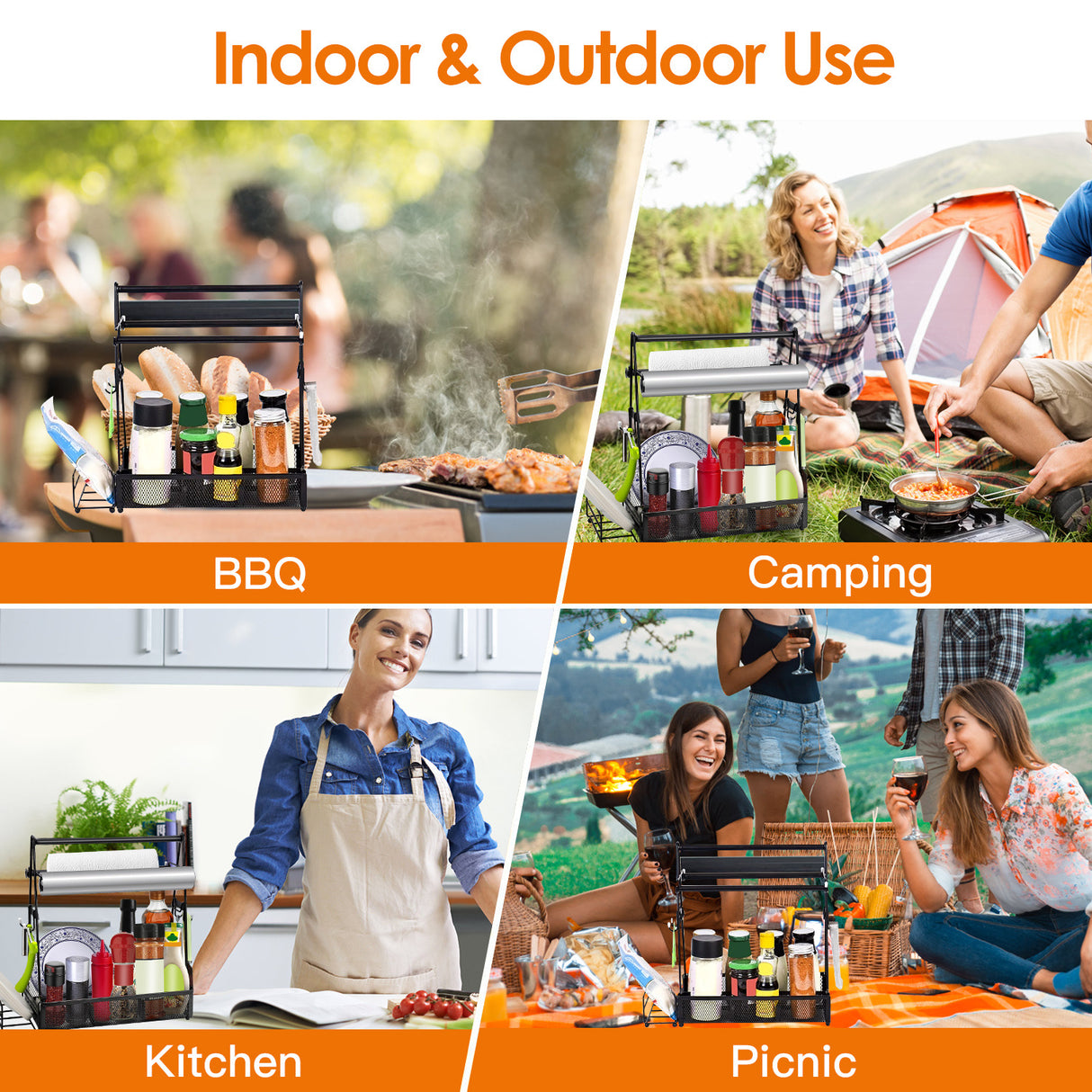 GrillMate Pro Organizer – Heavy-Duty BBQ Caddy with Paper Towel Holders